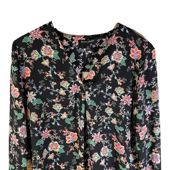 NWT Banana Republic Women's Long Sleeve Blouse Top Dark Floral Size XS Career - Picture 4 of 8